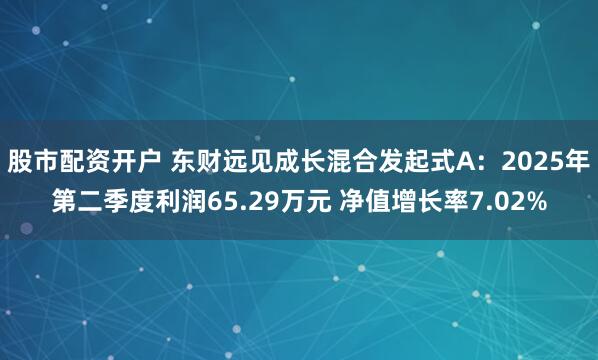 股市配资开户 东财远见成长混合发起式A：2025年第二季度利润65.29万元 净值增长率7.02%